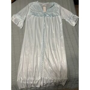 NOS VTG Chase New Design Babydoll Lace Floral Robe Sleepwear Powder Blue S/M